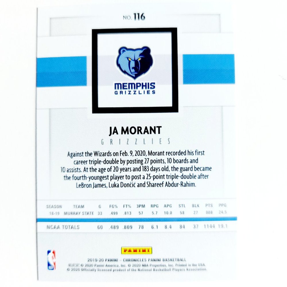 Memphis Grizzlies (Ja Morant) - BKBL [15_JM4] - Rookie Card (RC) - Picture 3 of 4